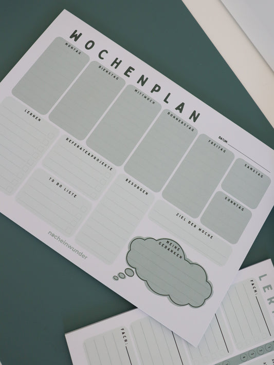 Wochenplan-Block Schule - Die Woche perfekt im Griff